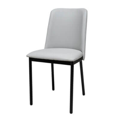 כסא מתכת בשני צבעים לבן וירוק ללא ידיות.